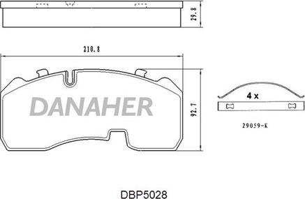 Danaher DBP5028 - Kit pastiglie freno, Freno a disco autozon.pro