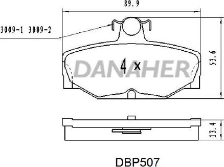 Danaher DBP507 - Kit pastiglie freno, Freno a disco autozon.pro