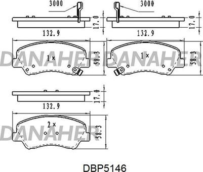 Danaher DBP5146 - Kit pastiglie freno, Freno a disco autozon.pro