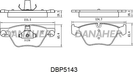 Danaher DBP5143 - Kit pastiglie freno, Freno a disco autozon.pro