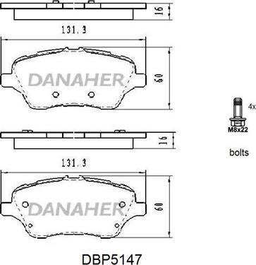 Danaher DBP5147 - Kit pastiglie freno, Freno a disco autozon.pro