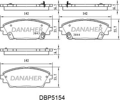 Danaher DBP5154 - Kit pastiglie freno, Freno a disco autozon.pro