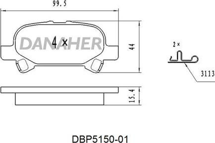 Danaher DBP5150-01 - Kit pastiglie freno, Freno a disco autozon.pro