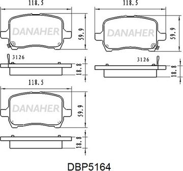 Danaher DBP5164 - Kit pastiglie freno, Freno a disco autozon.pro