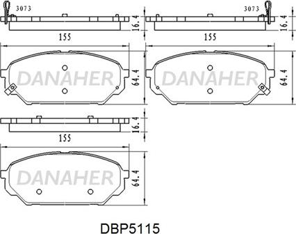 Danaher DBP5115 - Kit pastiglie freno, Freno a disco autozon.pro