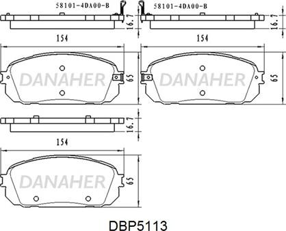 Danaher DBP5113 - Kit pastiglie freno, Freno a disco autozon.pro