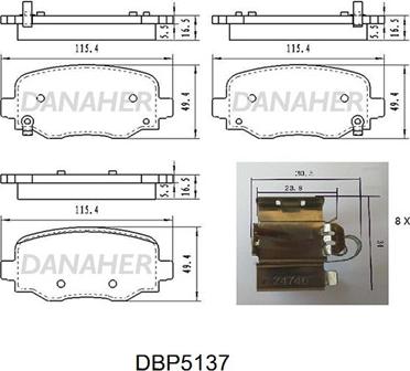 Danaher DBP5137 - Kit pastiglie freno, Freno a disco autozon.pro