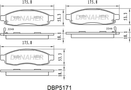 Danaher DBP5171 - Kit pastiglie freno, Freno a disco autozon.pro