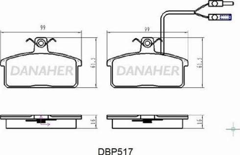 Danaher DBP517 - Kit pastiglie freno, Freno a disco autozon.pro