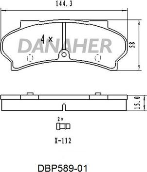 Danaher DBP589-01 - Kit pastiglie freno, Freno a disco autozon.pro