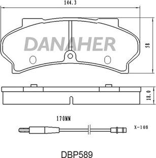 Danaher DBP589 - Kit pastiglie freno, Freno a disco autozon.pro