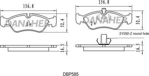 Danaher DBP585 - Kit pastiglie freno, Freno a disco autozon.pro