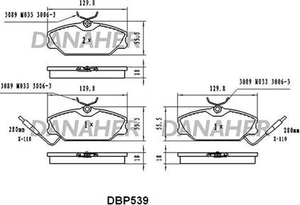 Danaher DBP539 - Kit pastiglie freno, Freno a disco autozon.pro