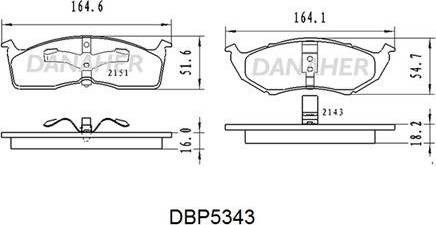 Danaher DBP5343 - Kit pastiglie freno, Freno a disco autozon.pro