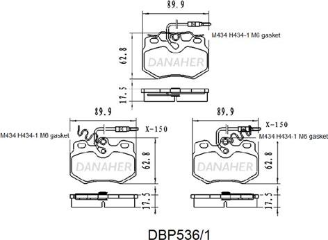 Danaher DBP536/1 - Kit pastiglie freno, Freno a disco autozon.pro