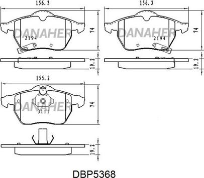 Danaher DBP5368 - Kit pastiglie freno, Freno a disco autozon.pro