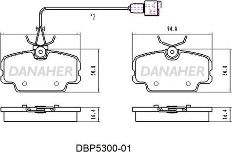 Danaher DBP5300-01 - Kit pastiglie freno, Freno a disco autozon.pro