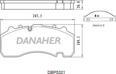 Danaher DBP5321 - Kit pastiglie freno, Freno a disco autozon.pro