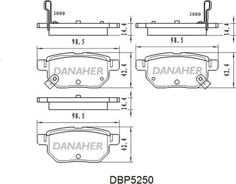 Danaher DBP5250 - Kit pastiglie freno, Freno a disco autozon.pro