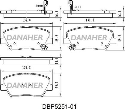 Danaher DBP5251-01 - Kit pastiglie freno, Freno a disco autozon.pro