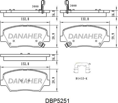 Danaher DBP5251 - Kit pastiglie freno, Freno a disco autozon.pro