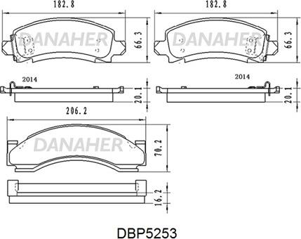 Danaher DBP5253 - Kit pastiglie freno, Freno a disco autozon.pro