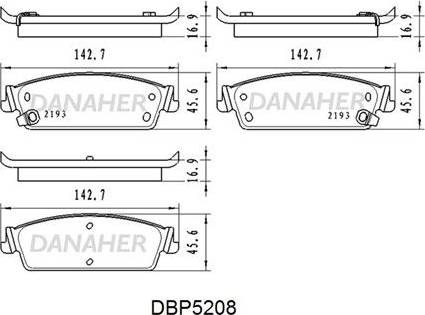 Danaher DBP5208 - Kit pastiglie freno, Freno a disco autozon.pro