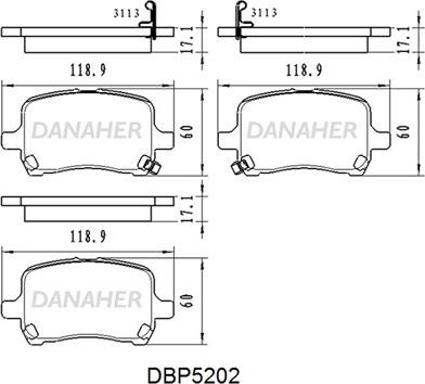 Danaher DBP5202 - Kit pastiglie freno, Freno a disco autozon.pro