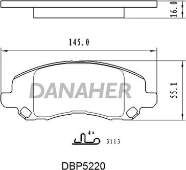 Danaher DBP5220 - Kit pastiglie freno, Freno a disco autozon.pro