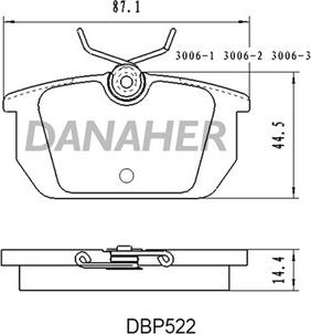 Danaher DBP522 - Kit pastiglie freno, Freno a disco autozon.pro