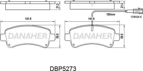 Danaher DBP5273 - Kit pastiglie freno, Freno a disco autozon.pro