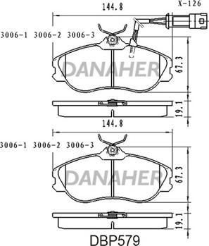 Danaher DBP579 - Kit pastiglie freno, Freno a disco autozon.pro