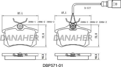 Danaher DBP571-01 - Kit pastiglie freno, Freno a disco autozon.pro