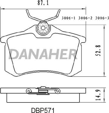 Danaher DBP571 - Kit pastiglie freno, Freno a disco autozon.pro