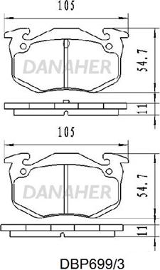 Danaher DBP699/3 - Kit pastiglie freno, Freno a disco autozon.pro