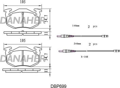 Danaher DBP699 - Kit pastiglie freno, Freno a disco autozon.pro