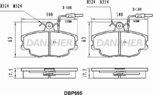 Danaher DBP695 - Kit pastiglie freno, Freno a disco autozon.pro