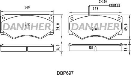 Danaher DBP697 - Kit pastiglie freno, Freno a disco autozon.pro