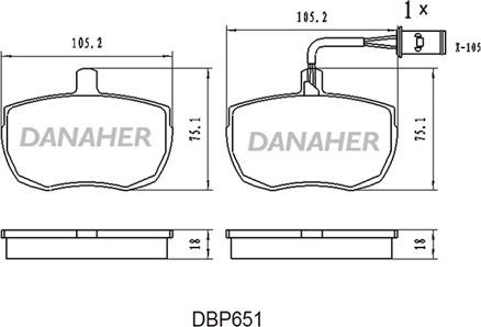 Danaher DBP651 - Kit pastiglie freno, Freno a disco autozon.pro