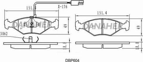 Danaher DBP604 - Kit pastiglie freno, Freno a disco autozon.pro