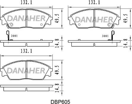 Danaher DBP605 - Kit pastiglie freno, Freno a disco autozon.pro