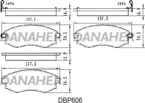 Danaher DBP606 - Kit pastiglie freno, Freno a disco autozon.pro