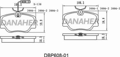 Danaher DBP608-01 - Kit pastiglie freno, Freno a disco autozon.pro