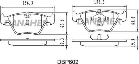 Danaher DBP602 - Kit pastiglie freno, Freno a disco autozon.pro