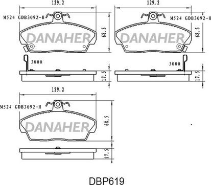 Danaher DBP619 - Kit pastiglie freno, Freno a disco autozon.pro