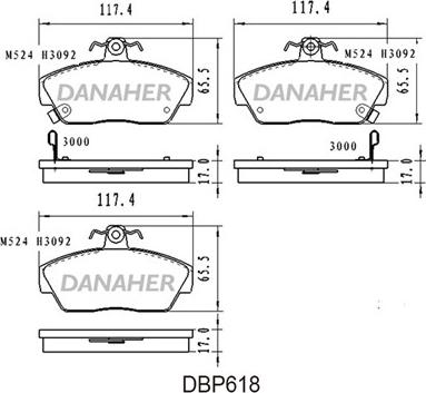 Danaher DBP618 - Kit pastiglie freno, Freno a disco autozon.pro