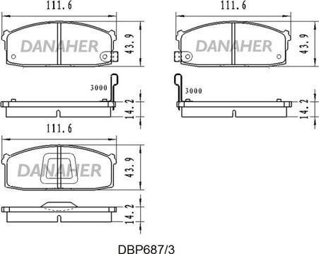 Danaher DBP687/3 - Kit pastiglie freno, Freno a disco autozon.pro