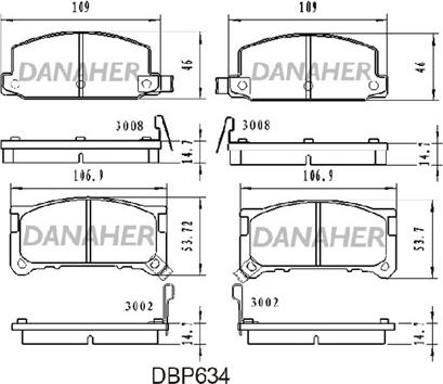 Danaher DBP634 - Kit pastiglie freno, Freno a disco autozon.pro