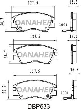 Danaher DBP633 - Kit pastiglie freno, Freno a disco autozon.pro