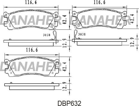 Danaher DBP632 - Kit pastiglie freno, Freno a disco autozon.pro